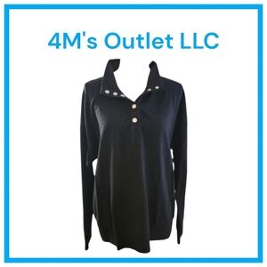 Women's Long Sleeve Shirts Henley V-Neck Pullover Tops Ribbed Knit Buttons Down